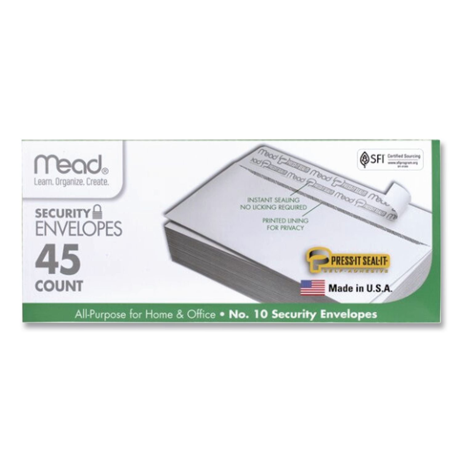 Press-it Seal-it Self-Adhesive Security Envelope, #10, Monarch Flap, Self-Adhesive Closure, 4.25 x 9.13, White, 540/Box