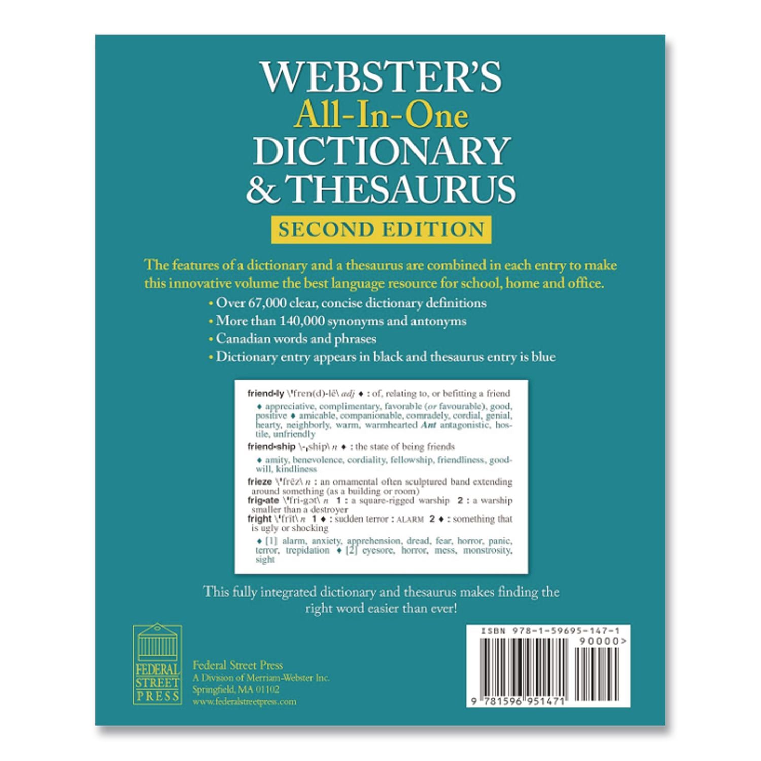 All-In-One Dictionary/Thesaurus, Hardcover, 768 Pages