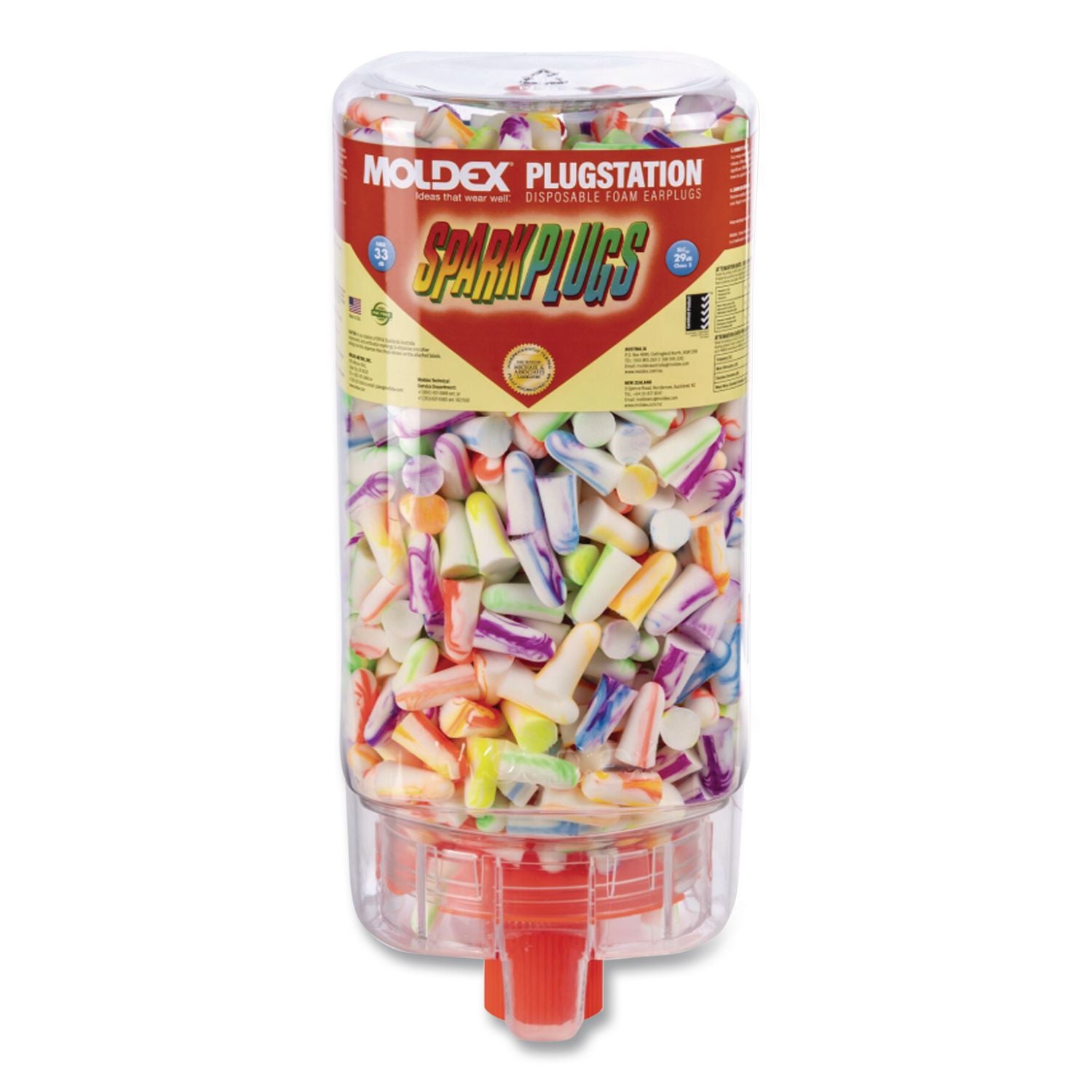 SparkPlugs PlugStation Earplug Dispenser, Cordless, 33NRR, Asst, 500 Pairs