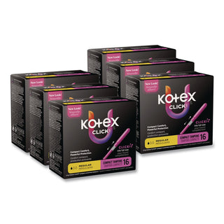 U by Kotex Click Compact Tampons, Regular, 16/Pack, 8 Packs/Carton