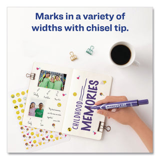 MARKS A LOT Large Desk-Style Permanent Marker, Broad Chisel Tip, Purple, Dozen (8884)