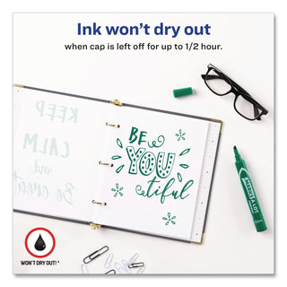 MARKS A LOT Large Desk-Style Permanent Marker, Broad Chisel Tip, Green, Dozen (8885)
