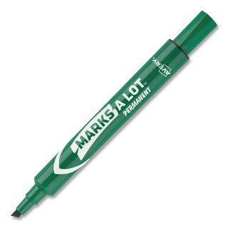 MARKS A LOT Large Desk-Style Permanent Marker, Broad Chisel Tip, Green, Dozen (8885)