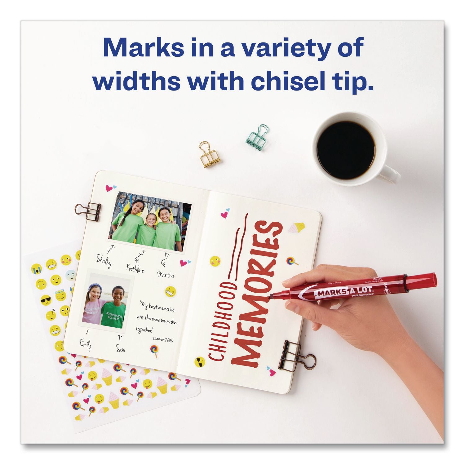 MARKS A LOT Large Desk-Style Permanent Marker, Broad Chisel Tip, Red, Dozen (8887)