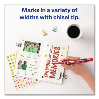 MARKS A LOT Large Desk-Style Permanent Marker, Broad Chisel Tip, Red, Dozen (8887)