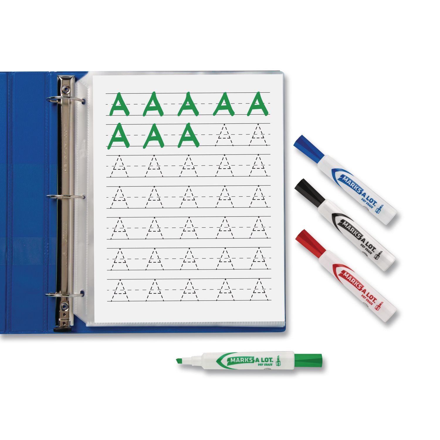 MARKS A LOT Desk-Style Dry Erase Marker, Broad Chisel Tip, Assorted Colors, 8/Set (24411)