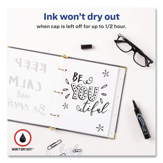 MARKS A LOT Regular Desk-Style Permanent Marker, Broad Chisel Tip, Black, Dozen (7888)