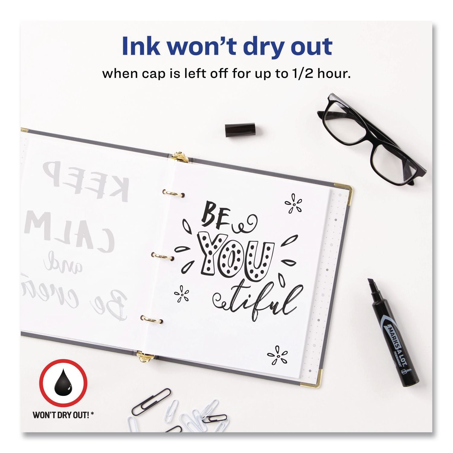 MARKS A LOT Regular Desk-Style Permanent Marker, Broad Chisel Tip, Black, Dozen (7888)
