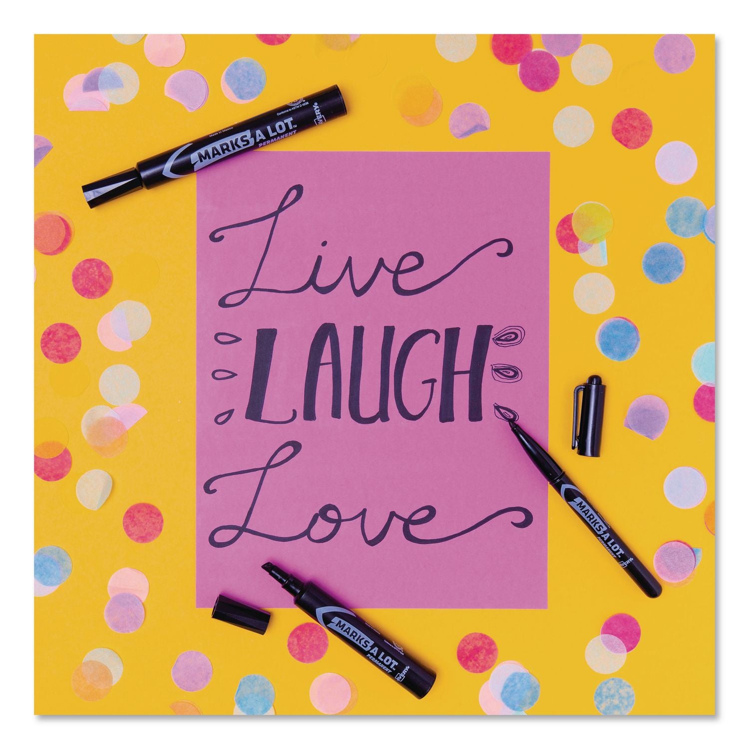 MARKS A LOT Regular Desk-Style Permanent Marker, Broad Chisel Tip, Black, Dozen (7888)