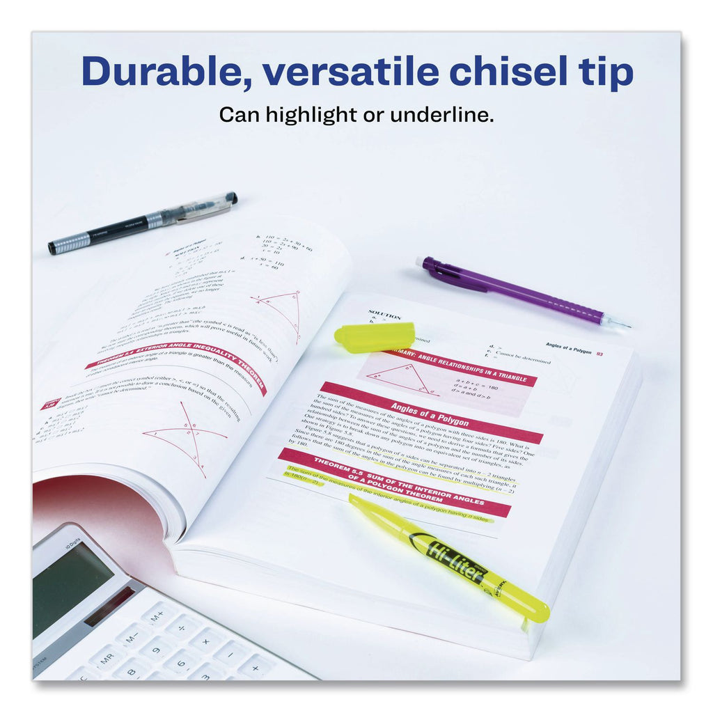 HI-LITER Pen-Style Highlighters, Fluorescent Yellow Ink, Chisel Tip, Yellow/Black Barrel, Dozen