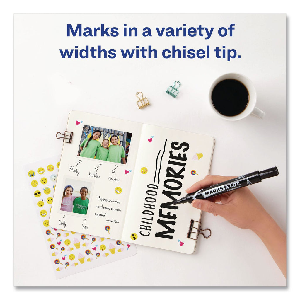 MARKS A LOT Large Desk-Style Permanent Marker Value Pack, Broad Chisel Tip, Black, 36/Pack (98206)