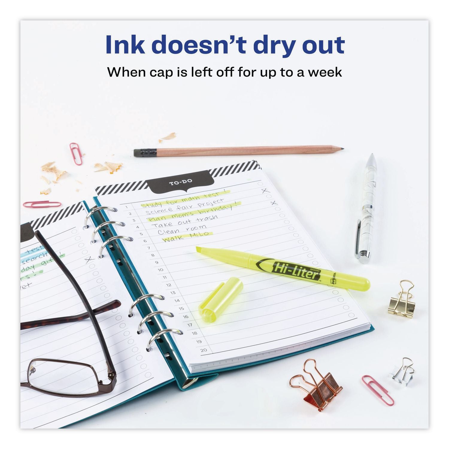 HI-LITER Pen-Style Highlighters, Fluorescent Yellow Ink, Chisel Tip, Yellow/Black Barrel, Dozen