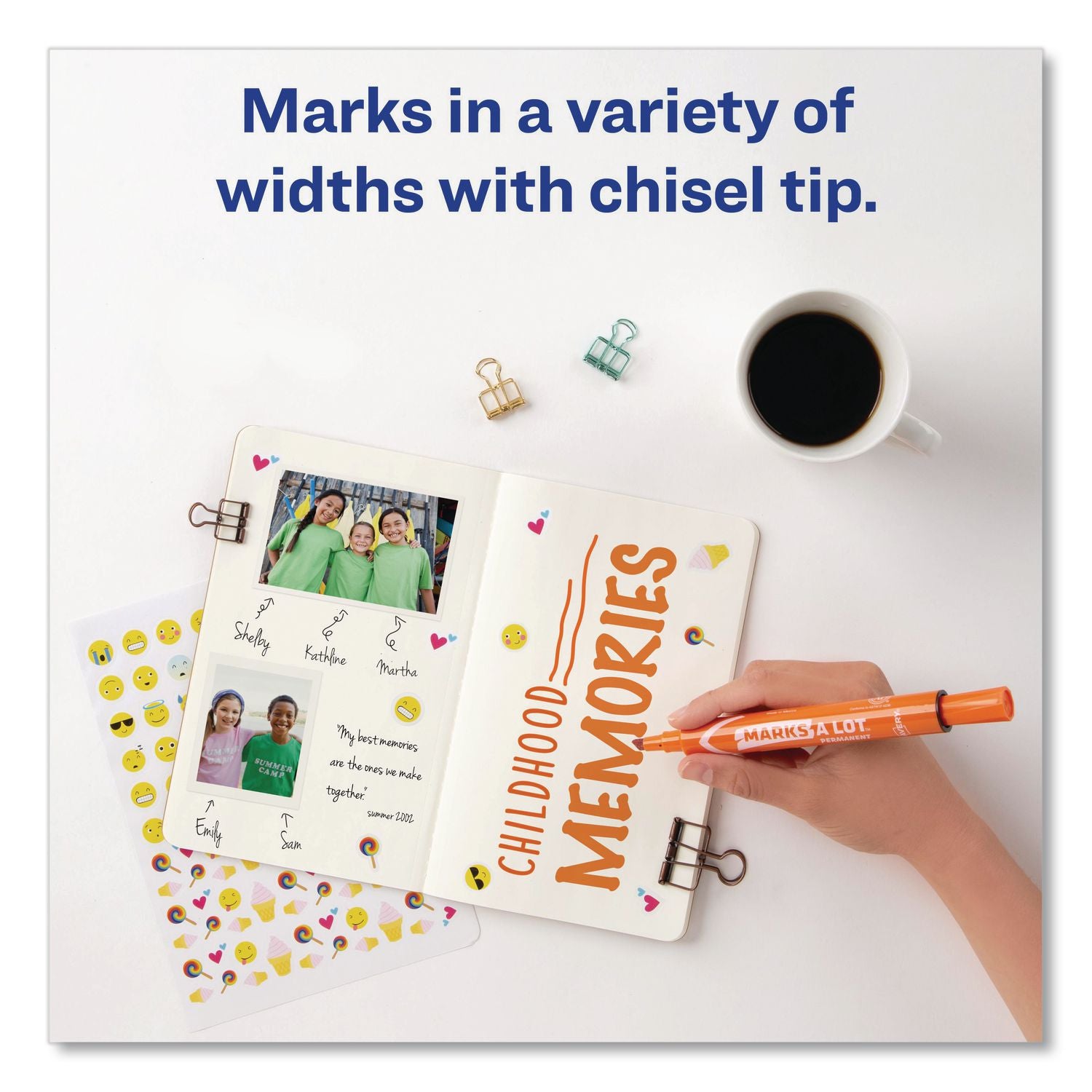 MARKS A LOT Large Desk-Style Permanent Marker, Broad Chisel Tip, Orange, Dozen (8883)