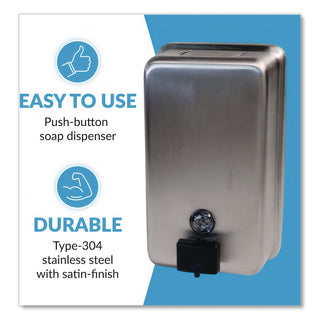 ClassicSeries Surface-Mounted Soap Dispenser, 40 oz, 4.75 x 3.5 x 8.13, Stainless Steel