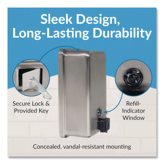 ClassicSeries Surface-Mounted Soap Dispenser, 40 oz, 4.75 x 3.5 x 8.13, Stainless Steel