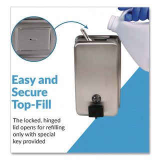 ClassicSeries Surface-Mounted Soap Dispenser, 40 oz, 4.75 x 3.5 x 8.13, Stainless Steel
