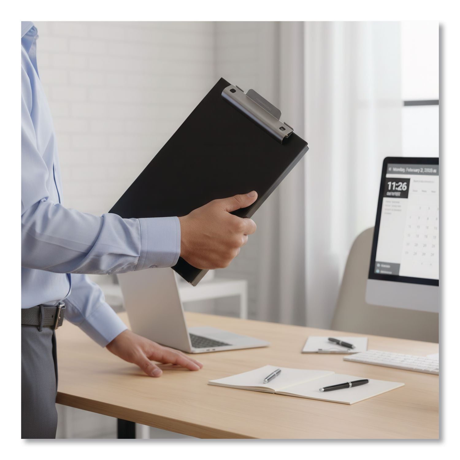 Redi-Rite Aluminum Storage Clipboard, 1" Clip Capacity, Holds 8.5 x 11 Sheets, Black