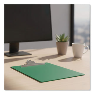 Recycled Plastic Clipboard with Ruler Edge, 1" Clip Capacity, Holds 8.5 x 11 Sheets, Green