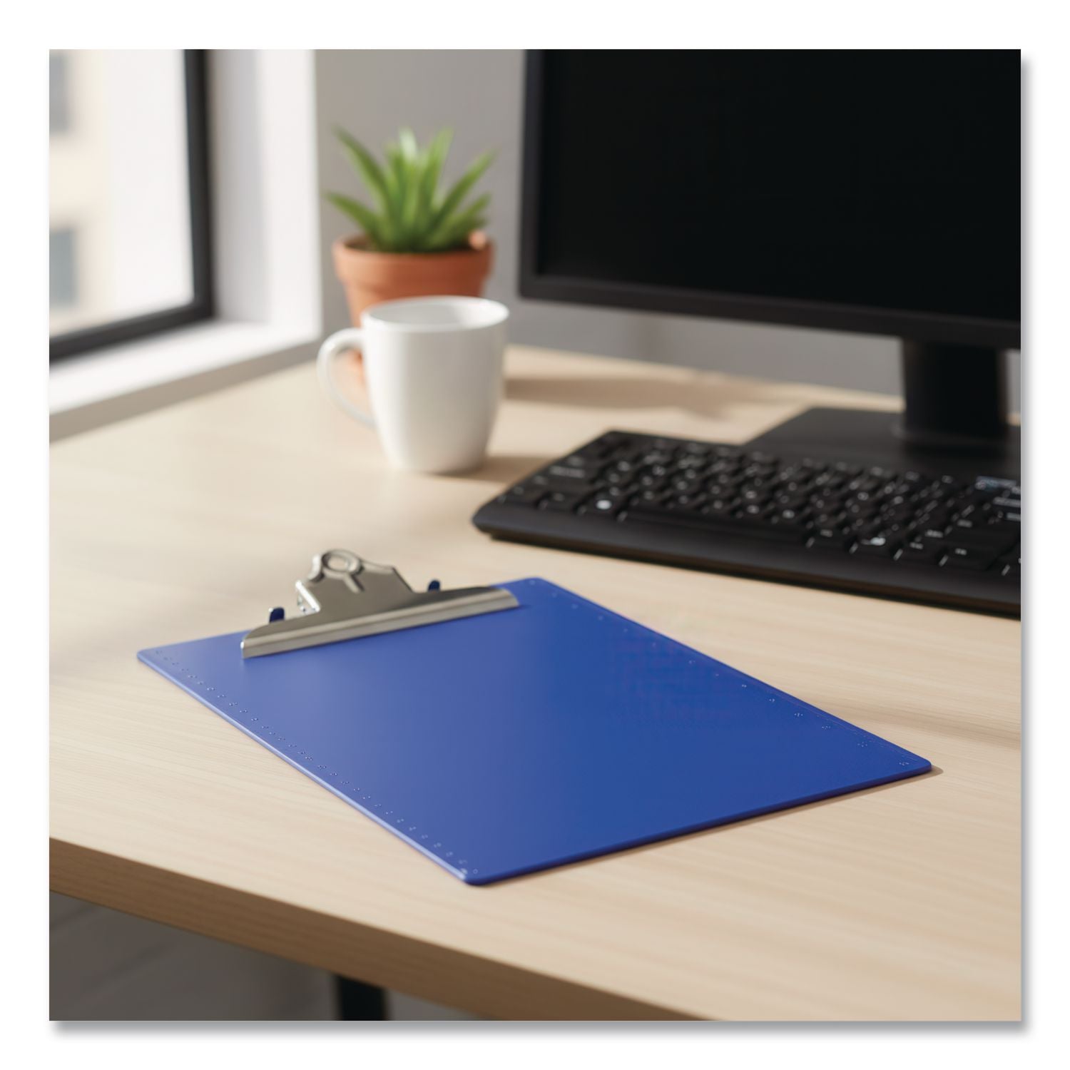 Recycled Plastic Clipboard with Ruler Edge, 1" Clip Capacity, Holds 8.5 x 11 Sheets, Purple