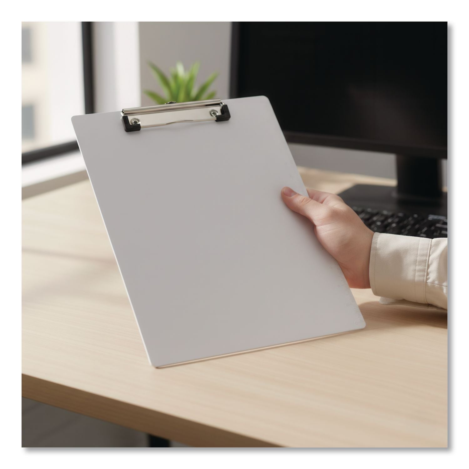 Recycled Plastic Clipboard with Ruler Edge, 1" Clip Capacity, Holds 8.5 x 11 Sheets, Clear