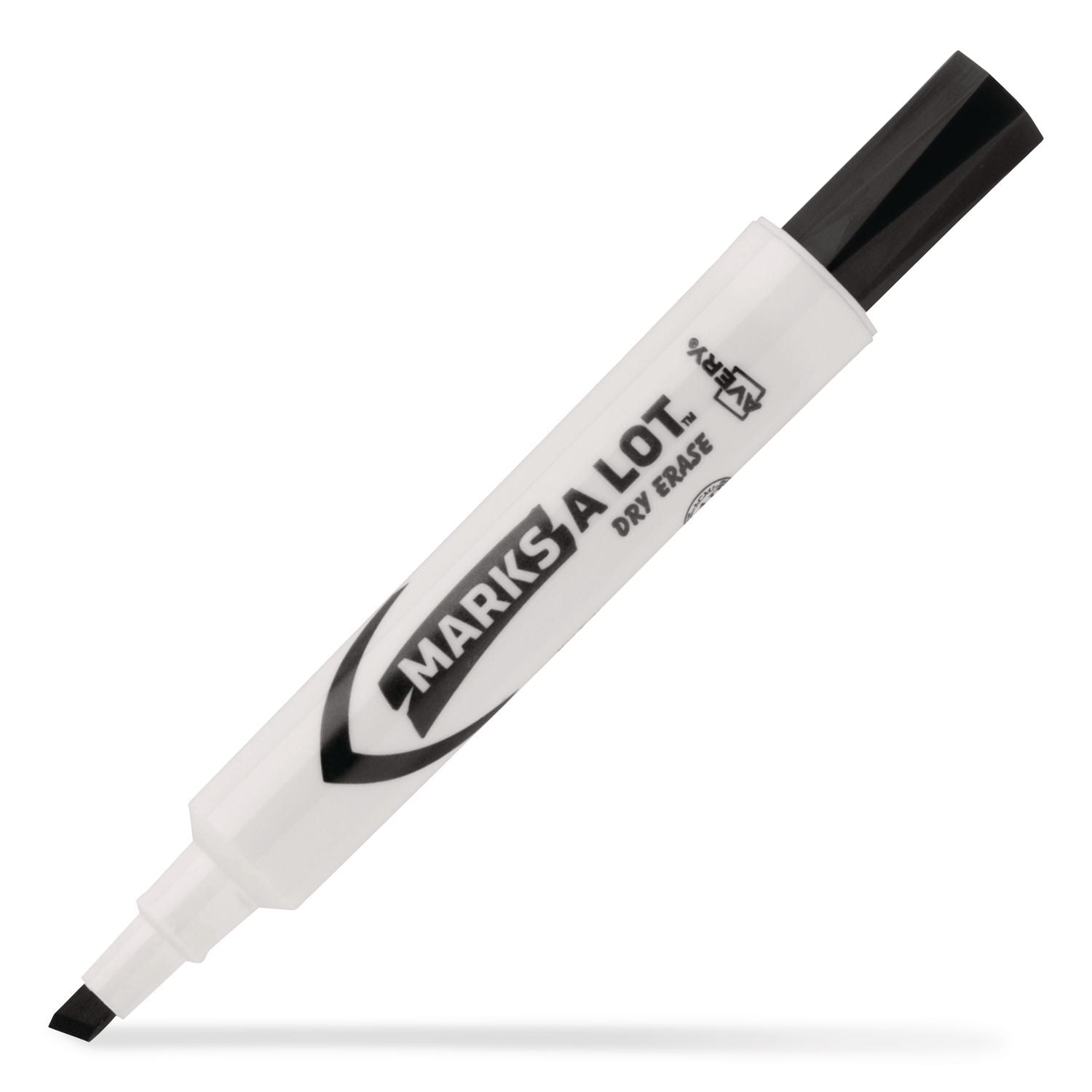 MARKS A LOT Desk-Style Dry Erase Marker, Broad Chisel Tip, Black, Dozen (24408)