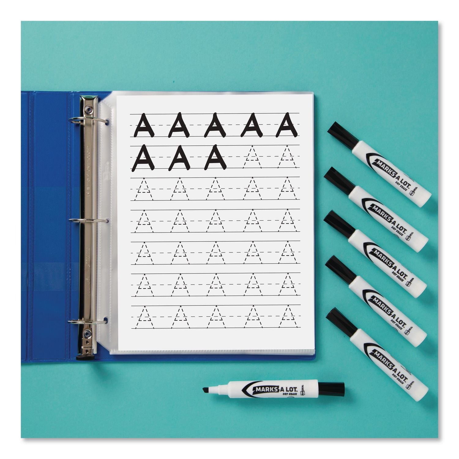 MARKS A LOT Desk-Style Dry Erase Marker, Broad Chisel Tip, Black, Dozen (24408)
