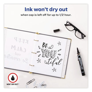 MARKS A LOT Large Desk-Style Permanent Marker with Metal Pocket Clip, Broad Bullet Tip, Black, Dozen (24878)