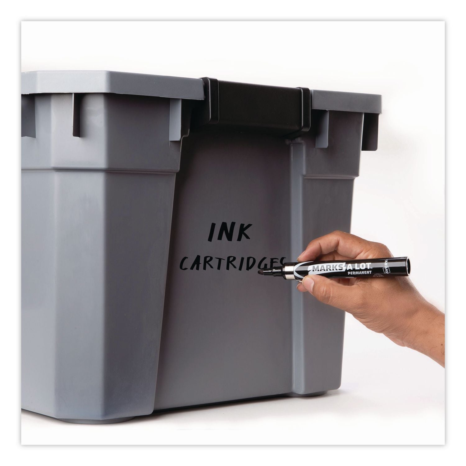 MARKS A LOT Large Desk-Style Permanent Marker with Metal Pocket Clip, Broad Bullet Tip, Black, Dozen (24878)
