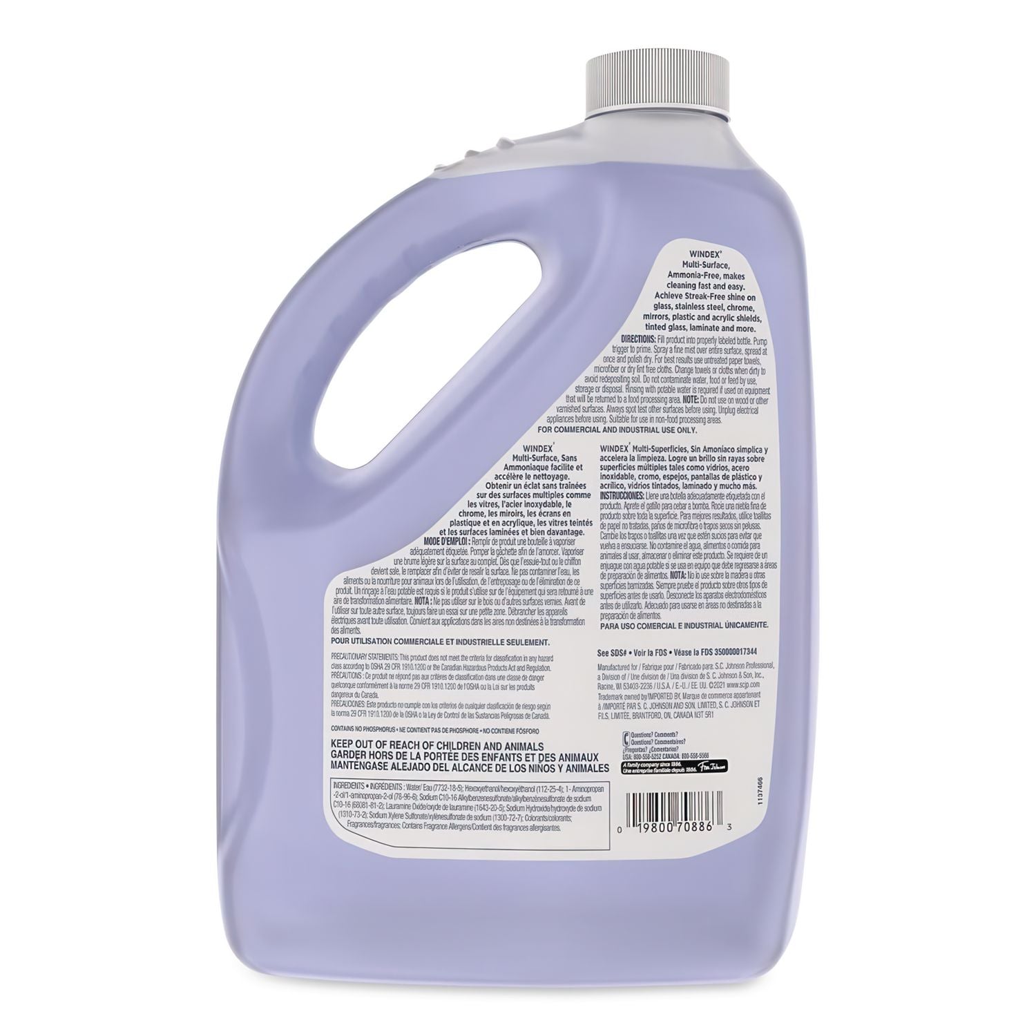 Non-Ammoniated Glass/Multi Surface Cleaner, Pleasant Scent, 128 oz Bottle
