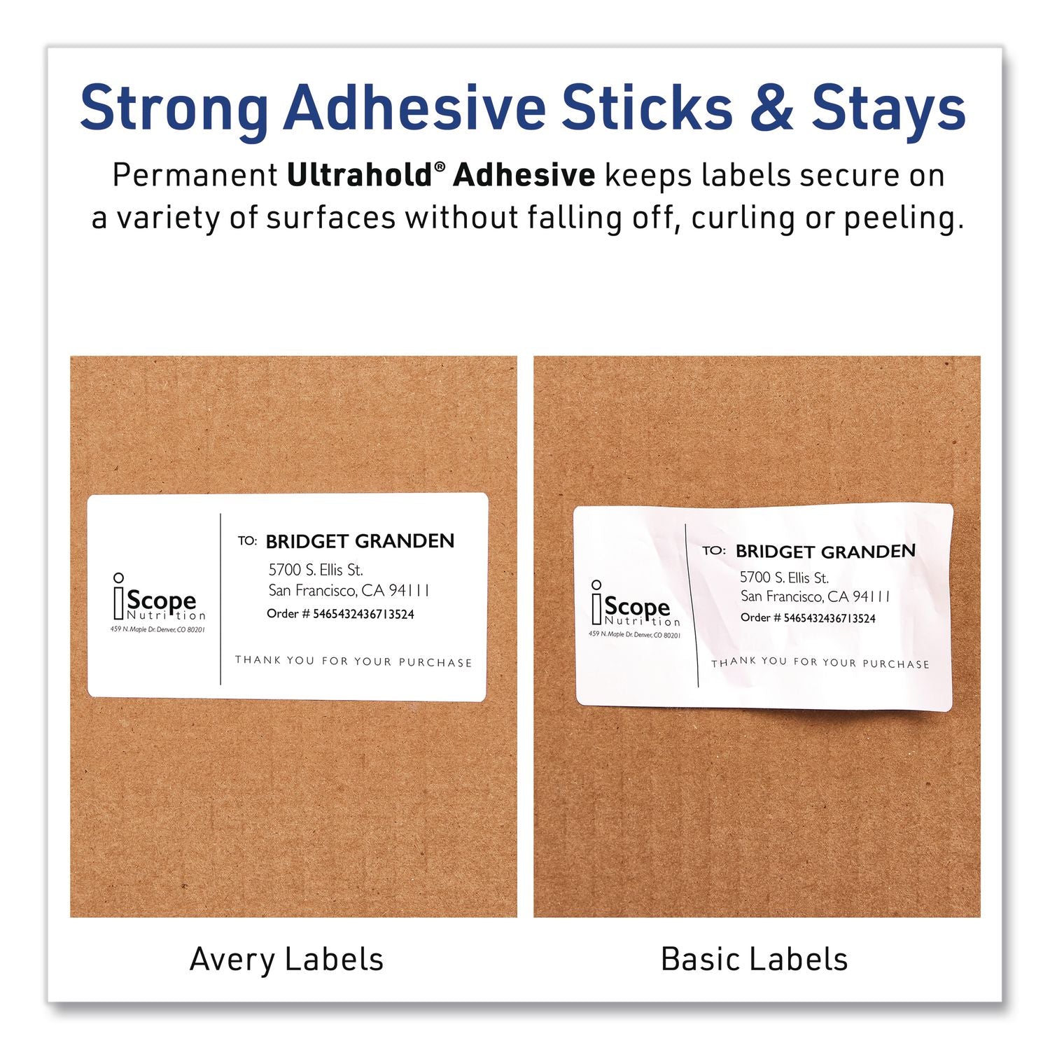 Avery Waterproof Shipping Labels with Ultrahold Permanent Adhesive, 5-1/2" x 8-1/2" , 20 Labels for Laser Printers (15516) - Avery 5-1/2" x 8-1/2" Labels, Ultrahold, 20 Labels (15516)