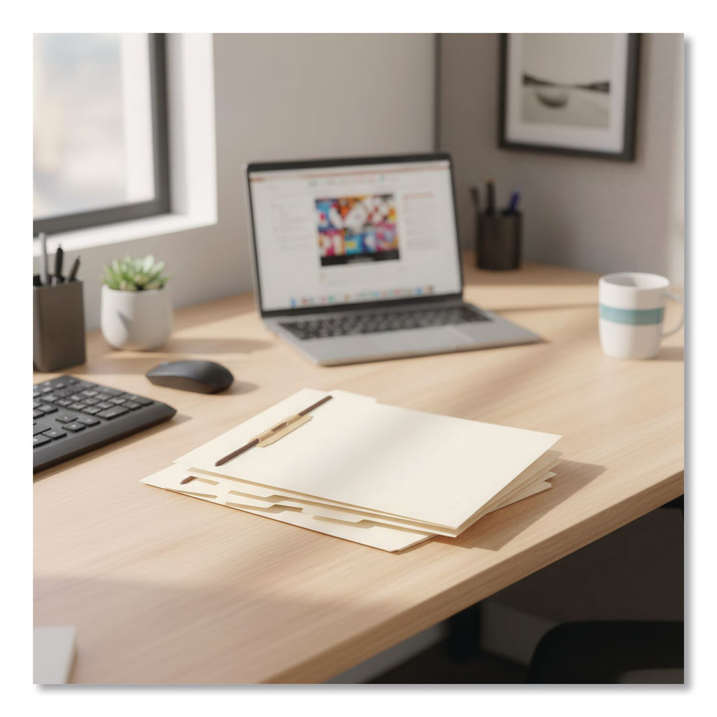 Stackable Folder Dividers with Fasteners, Convertible End/Top Tab, 1 Fastener, Letter Size, Manila, 4 Dividers/Set, 50 Sets