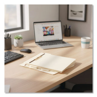 Stackable Folder Dividers with Fasteners, Convertible End/Top Tab, 1 Fastener, Letter Size, Manila, 4 Dividers/Set, 50 Sets