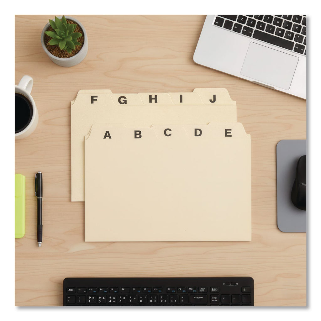 Manila Card Guides, 1/5-Cut Top Tab, A to Z, 4 x 6, Manila, 25/Set