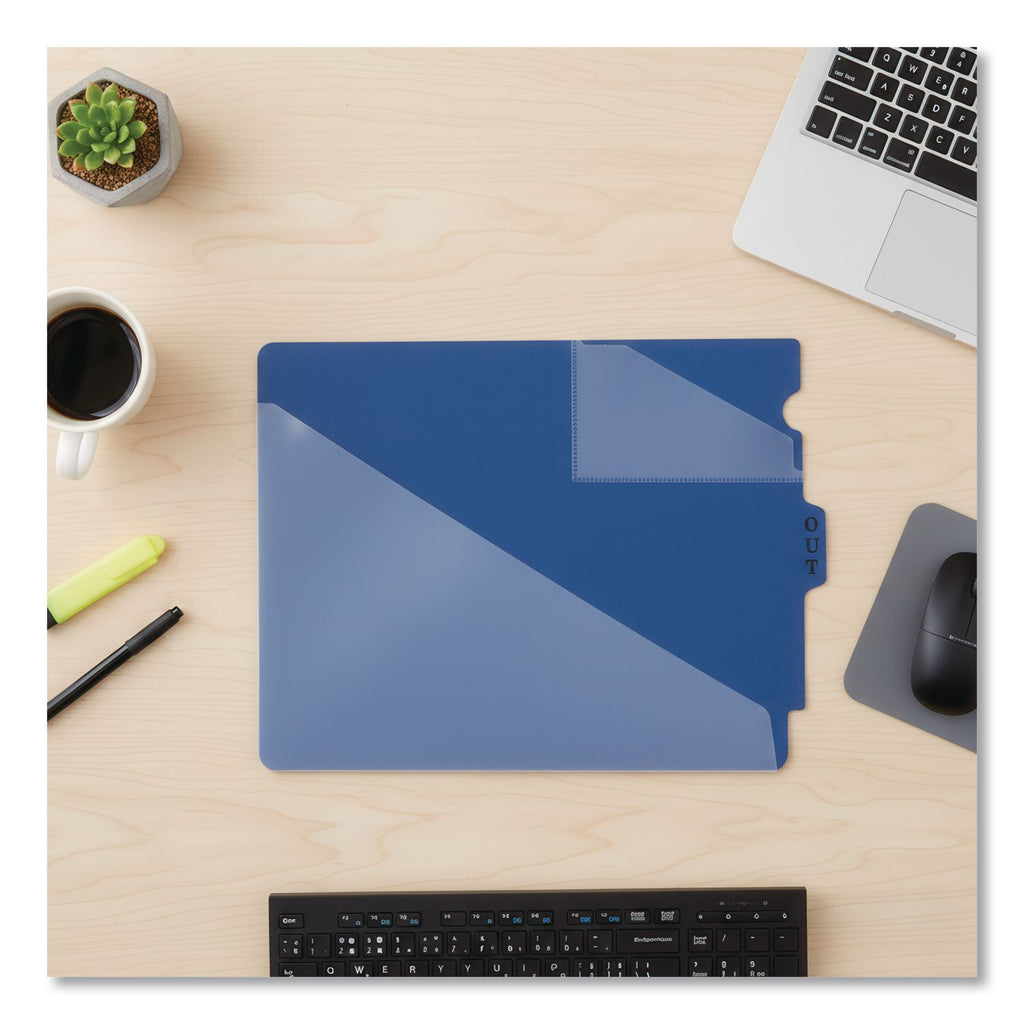 End Tab Poly Out Guides, Two-Pocket Style, 1/3-Cut End Tab, Out, 8.5 x 11, Blue, 50/Box