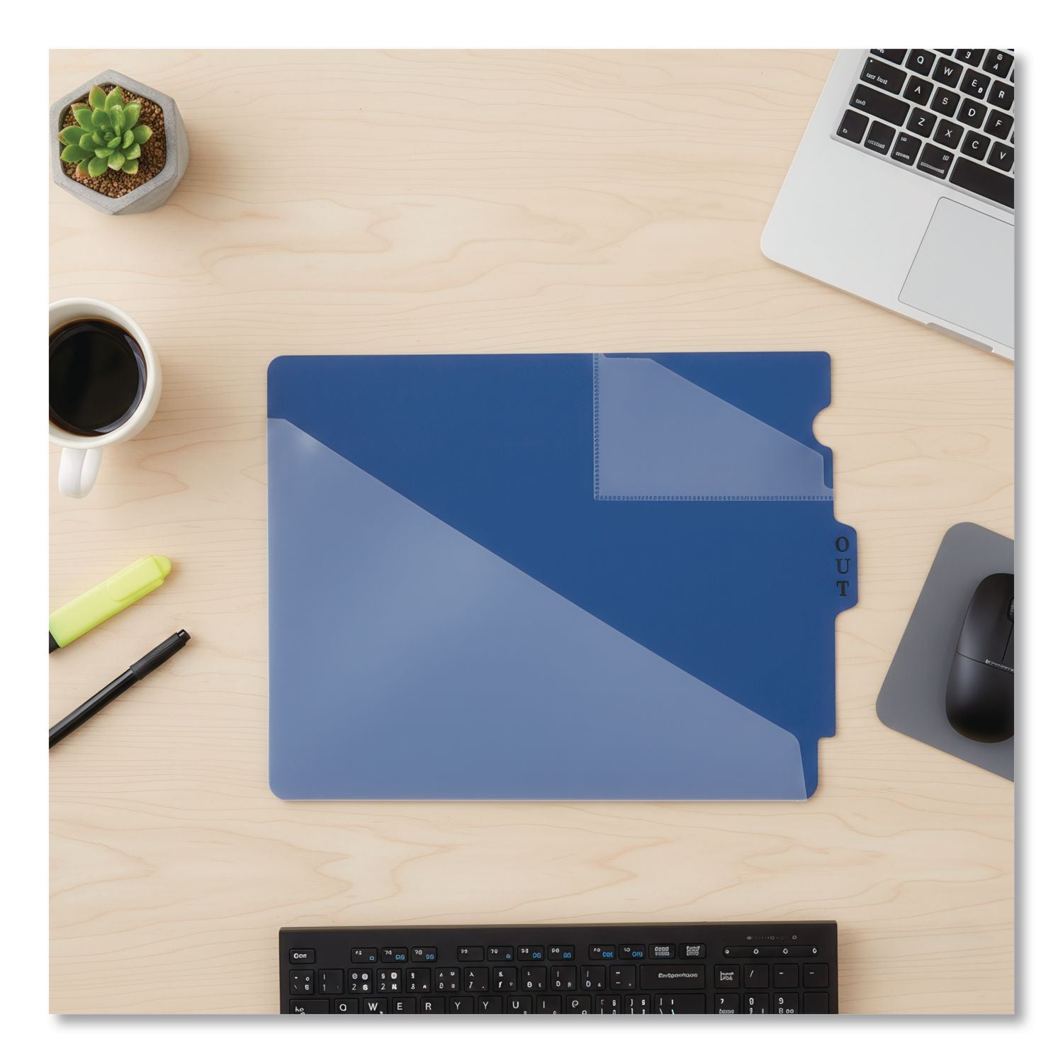 End Tab Poly Out Guides, Two-Pocket Style, 1/3-Cut End Tab, Out, 8.5 x 11, Blue, 50/Box