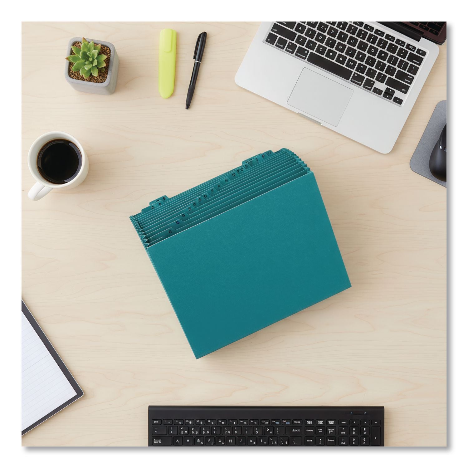 Heavy-Duty Indexed Expanding Open Top Color Files, 21 Sections, 1/21-Cut Tabs, Letter Size, Teal