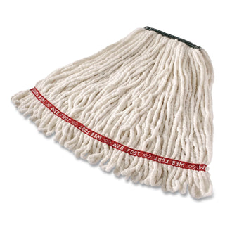 Super Stitch Cotton Looped End Wet Mop Head, 20 oz Capacity, Medium, White, 1" White Headband