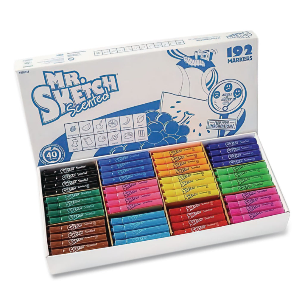 Scented Watercolor Marker Classroom Set, Broad Chisel Tip, Assorted Colors, 192/Set