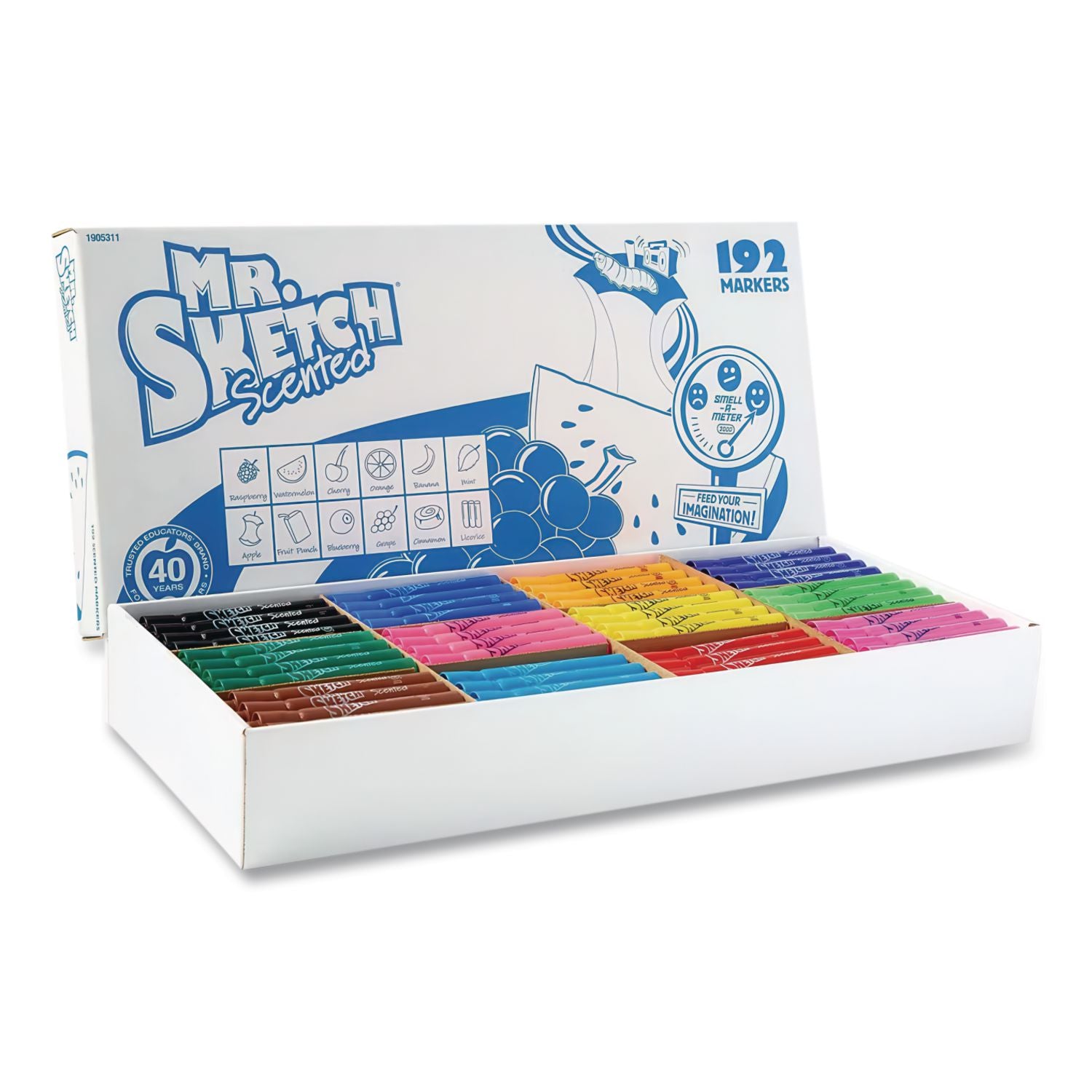 Scented Watercolor Marker Classroom Set, Broad Chisel Tip, Assorted Colors, 192/Set