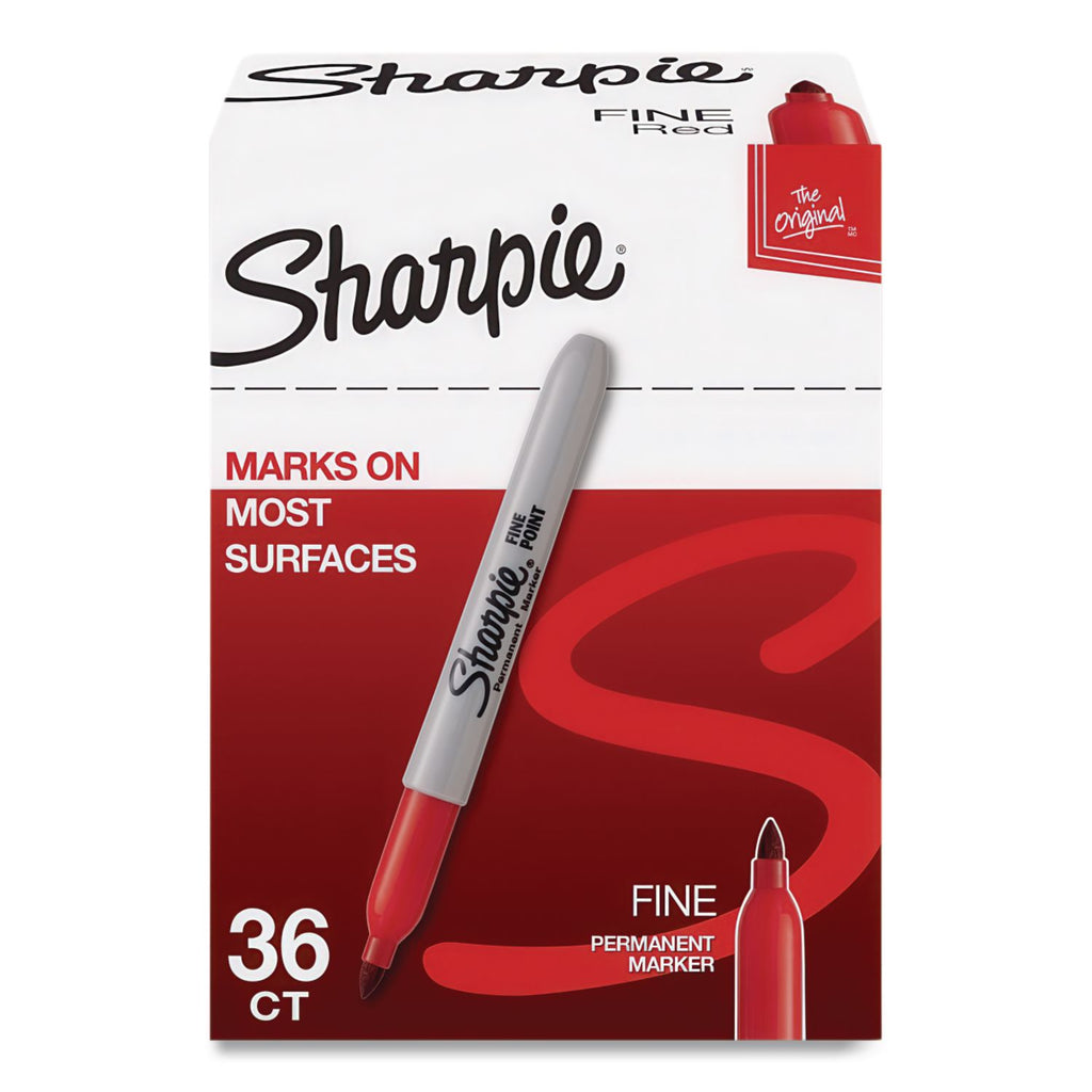 Fine Tip Permanent Marker Value Pack, Fine Bullet Tip, Red, 36/Pack