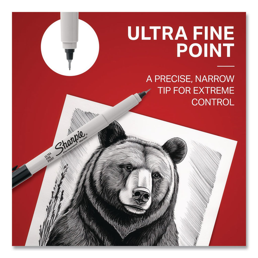 Ultra Fine Tip Permanent Marker, Ultra-Fine Bullet Tip, Black, 36/Pack