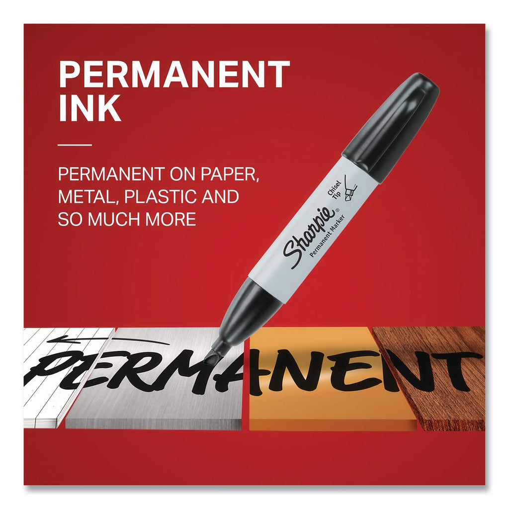 Chisel Tip Permanent Marker, Broad Chisel Tip, Black, 36/Pack