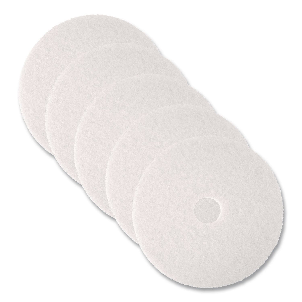 Low-Speed Super Polishing Floor Pads 4100, 13" Diameter, White, 5/Carton