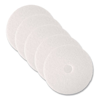 Low-Speed Super Polishing Floor Pads 4100, 24" Diameter, White, 5/Carton