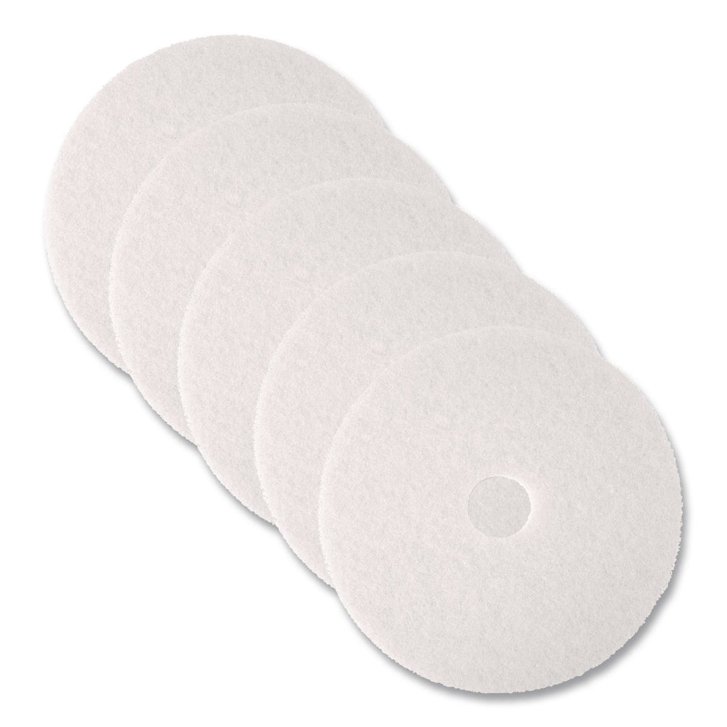 Ultra High-Speed Natural Blend Floor Burnishing Pads 3300, 27" Diameter, White, 5/Carton