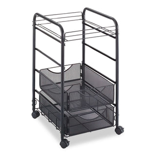 Onyx Mesh Mobile File with Two Supply Drawers, Metal, 1 Shelf, 3 Drawers, 15.75" x 17" x 27", Black