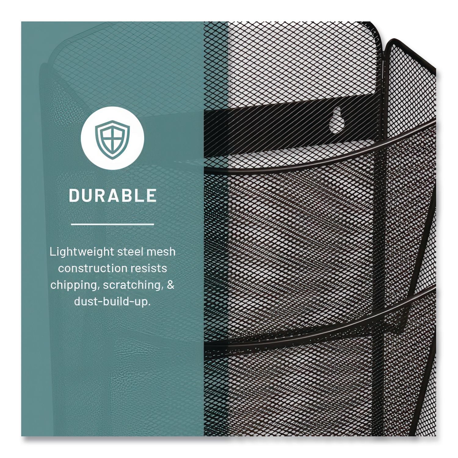 Onyx Mesh Literature Rack, Ten Compartments, 10.25w x 3.5d x 50.75h, Black