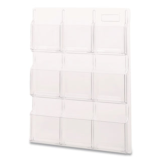Reveal Clear Literature Displays, 9 Compartments, 30w x 2d x 36.75h, Clear