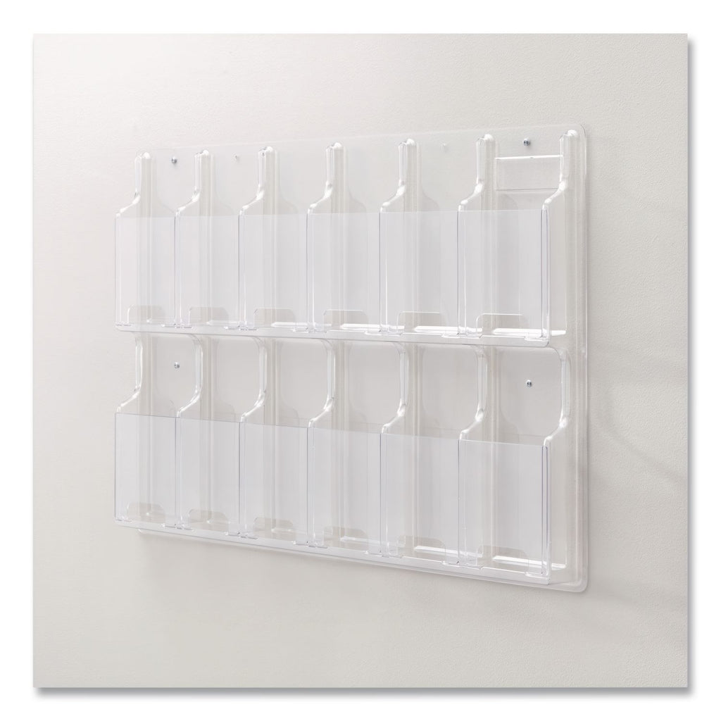 Reveal Clear Literature Displays, 12 Compartments, 30w x 2d x 20.25h, Clear