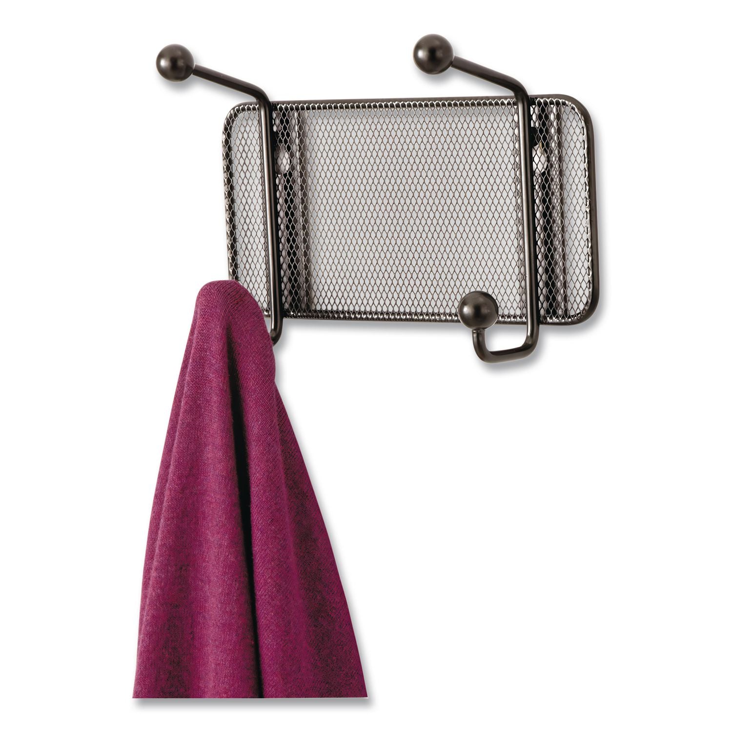 Onyx Mesh Wall Racks, 2-Hook, 8.5w x 3d x 5.5h, Black
